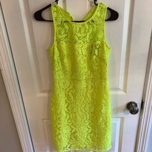 Yellow lace fitted JCrew Collection dress